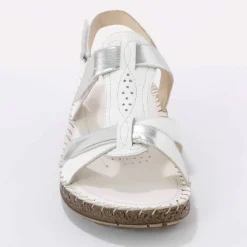 Sandales bicolores en cuir extra souple