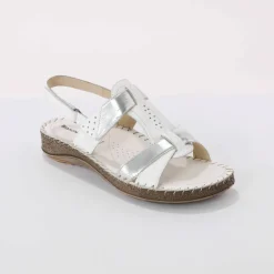 Sandales bicolores en cuir extra souple
