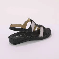Sandales bicolores en cuir extra souple