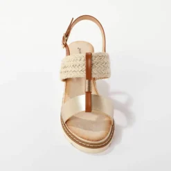 Sandales bi-matière compensées corde
