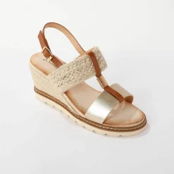 Sandales bi-matière compensées corde