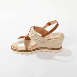 Sandales bi-matière compensées corde
