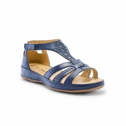 Sandales à bride en cuir ajouré, largeur confort