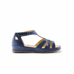 Sandales à bride en cuir ajouré, largeur confort