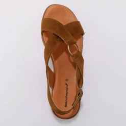 Sandales brides croisées en croûte de cuir
