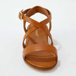 Sandales à brides croisées en cuir