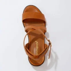Sandales à brides croisées en cuir
