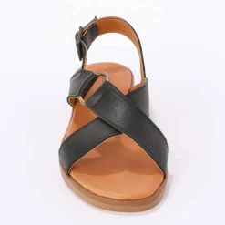 Sandales brides croisées en cuir
