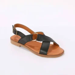 Sandales brides croisées en cuir