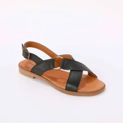 Sandales brides croisées en cuir