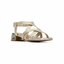 Sandales brides tressées dorées