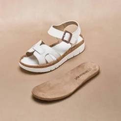 Sandales compensées à brides, largeur confort