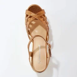 Sandales compensées corde, à brides