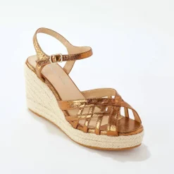 Sandales compensées corde, à brides
