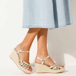 Sandales compensées corde, à brides