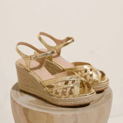 Sandales compensées corde, à brides
