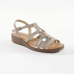 Sandales compensées cuir bi-matière
