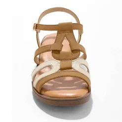 Sandales compensées cuir bi-matière