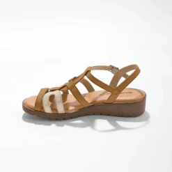 Sandales compensées cuir bi-matière