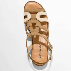 Sandales compensées cuir bi-matière
