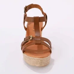 Sandales compensées en cuir