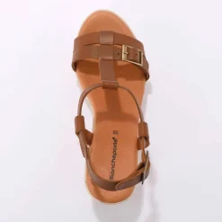 Sandales compensées en cuir