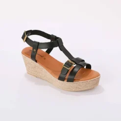 Sandales compensées en cuir