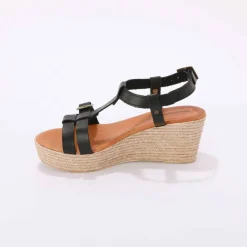 Sandales compensées en cuir