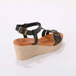Sandales compensées en cuir