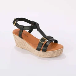 Sandales compensées en cuir