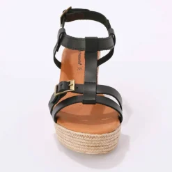 Sandales compensées en cuir