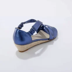 Sandales compensées élastiquées synthétique
