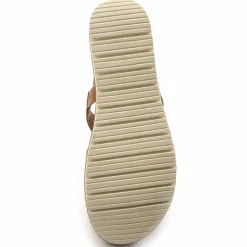 Sandales cuir ajouré pailleté largeur confort - marron
