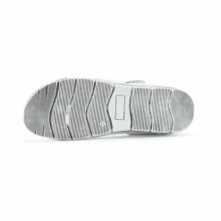 Sandales cuir à patte scratchées motif feuilles, largeur confort