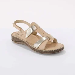 Sandales en cuir extra souple bicolores