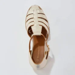 Sandales en cuir plates dorée