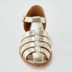 Sandales en cuir plates dorée