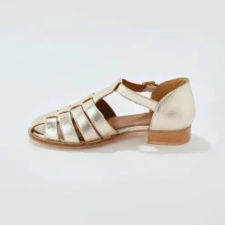 Sandales en cuir plates dorée