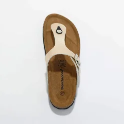 Sandales entredoigts cuir, boucle réglable