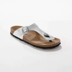 Sandales entredoigts cuir, boucle réglable