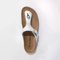 Sandales entredoigts cuir, boucle réglable