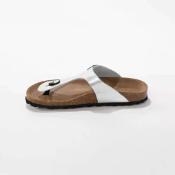 Sandales entredoigts cuir, boucle réglable