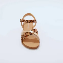 Sandales multibrides motif léopard
