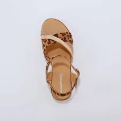 Sandales multibrides motif léopard