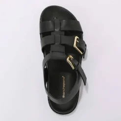 Sandales plates en cuir