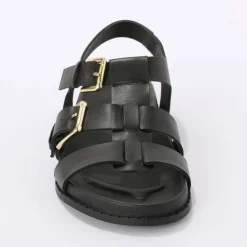 Sandales plates en cuir