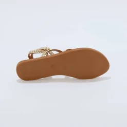 Sandales plates tressées cuir