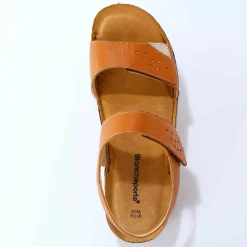 Sandales scratchées largeur confort en cuir