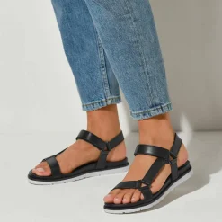 Sandales scratchées largeur confort en cuir style rando certifié LWG