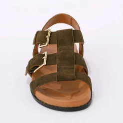 Sandales spartiates croûte de cuir